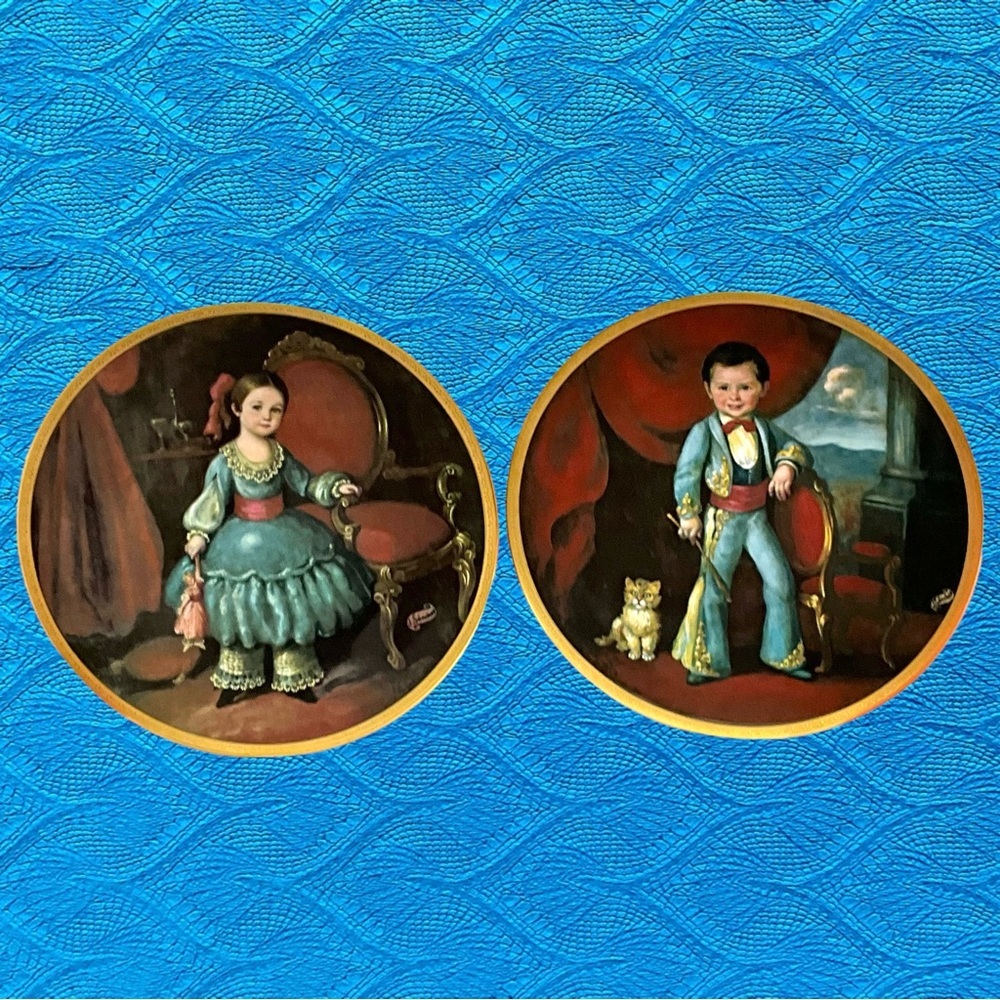 2 Vintage Pickard China Sanchez Children of Mexico Series Plates Regina/Raphael